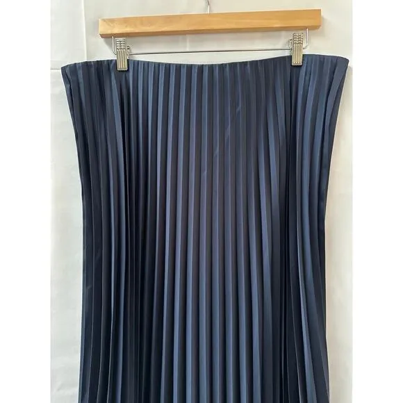 J Crew Gwyneth Slip Pleated Maxi Skirt Navy Blue Sz XL