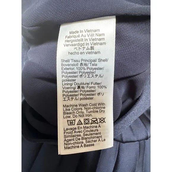 J Crew Gwyneth Slip Pleated Maxi Skirt Navy Blue Sz XL