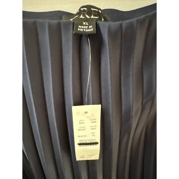 J Crew Gwyneth Slip Pleated Maxi Skirt Navy Blue Sz XL