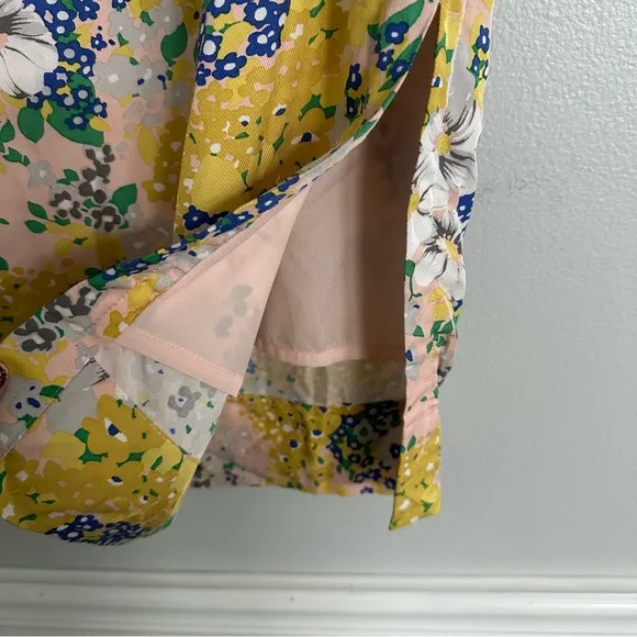 J Crew Lemon Floral Midi Slip Skirt In Floral Subtle Pink Gold Size 6