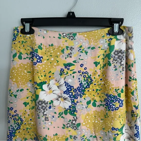 J Crew Lemon Floral Midi Slip Skirt In Floral Subtle Pink Gold Size 6