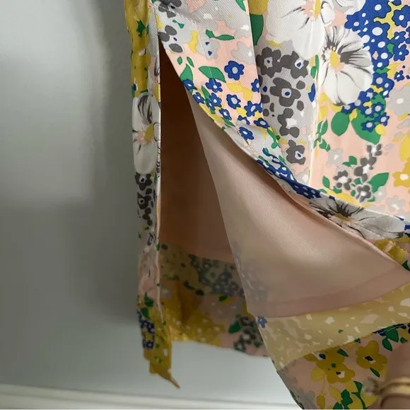 J Crew Lemon Floral Midi Slip Skirt In Floral Subtle Pink Gold Size 6