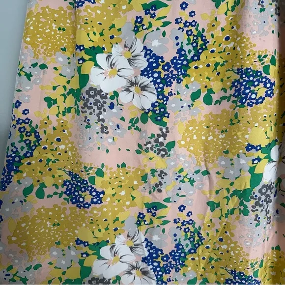 J Crew Lemon Floral Midi Slip Skirt In Floral Subtle Pink Gold Size 6