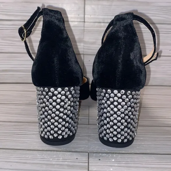J. Crew Maisie ankle strap heels Black Italian suede 8.5M