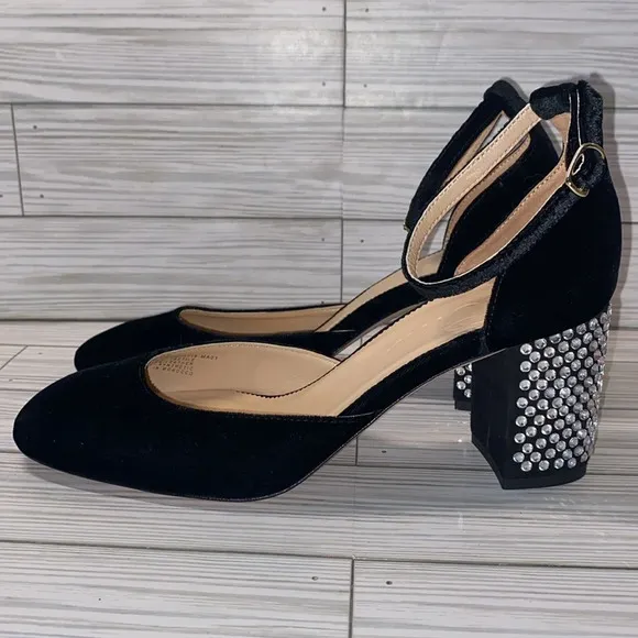 J. Crew Maisie ankle strap heels Black Italian suede 8.5M