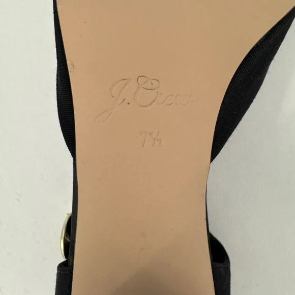 J. Crew Mille Ankle Stap Heels Mary Jane Moire Leather Black Size Size 7.5