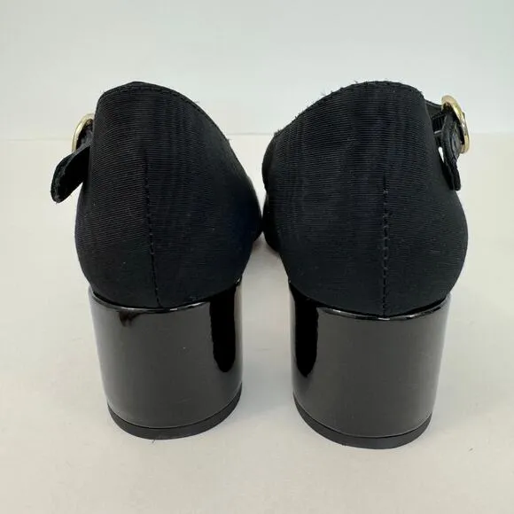 J. Crew Mille Ankle Stap Heels Mary Jane Moire Leather Black Size Size 7.5
