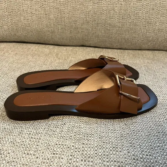 J. Crew NEW Callie Buckle Sandals in Cedar Brown Leather Size 8