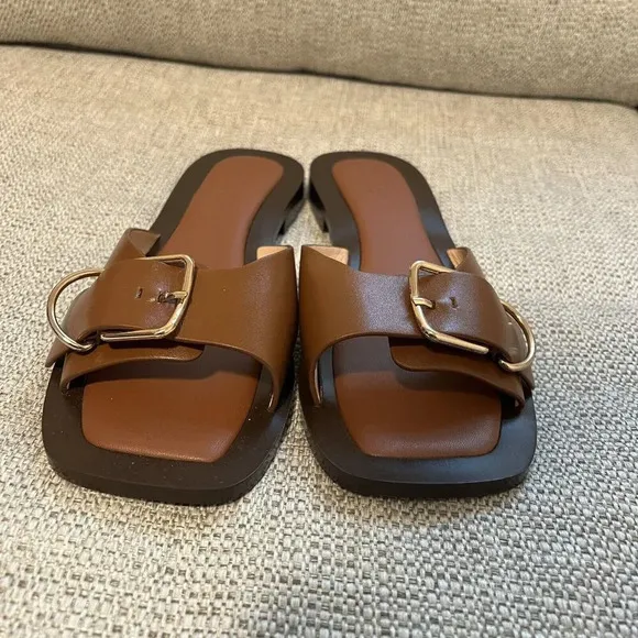 J. Crew NEW Callie Buckle Sandals in Cedar Brown Leather Size 8