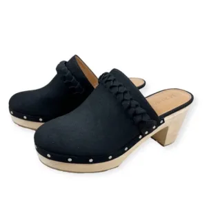 J. Crew Sueded Braided Clogs Black Microsuede 8.5