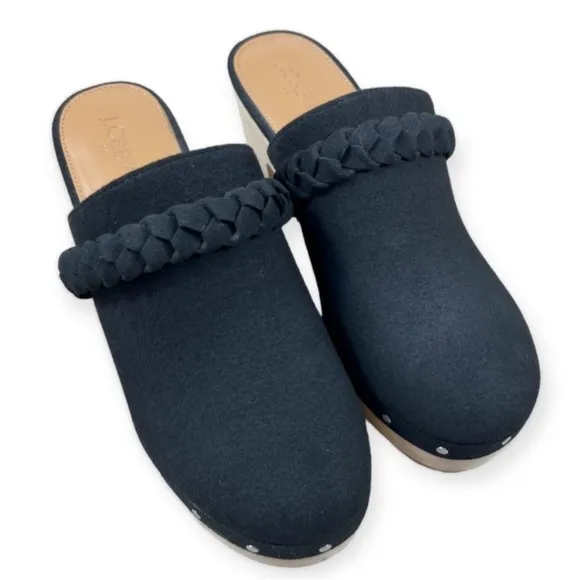 J. Crew Sueded Braided Clogs Black Microsuede 8.5