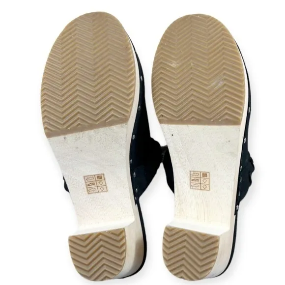 J. Crew Sueded Braided Clogs Black Microsuede 8.5