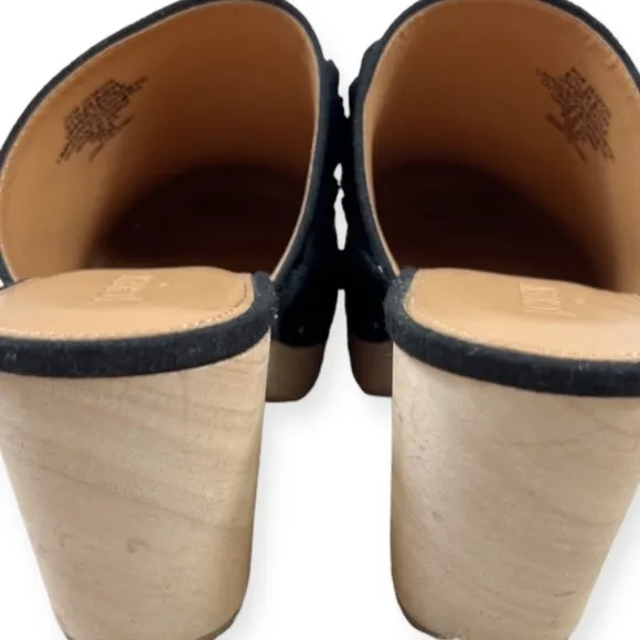 J. Crew Sueded Braided Clogs Black Microsuede 8.5