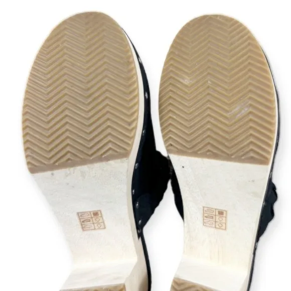 J. Crew Sueded Braided Clogs Black Microsuede 8.5