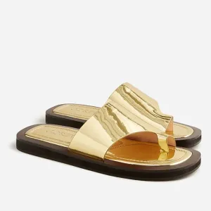 J crew Toe-ring slide sandals in metallic leather