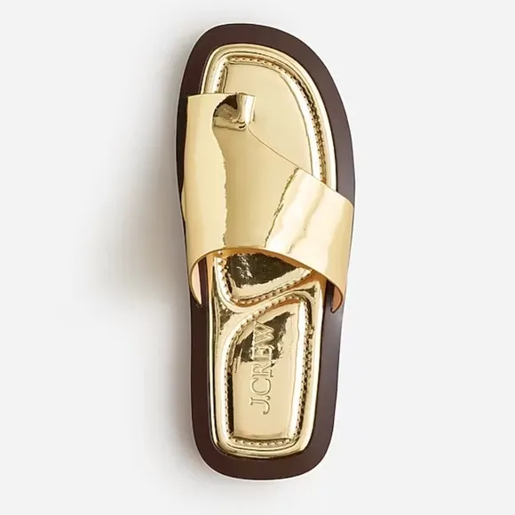 J crew Toe-ring slide sandals in metallic leather