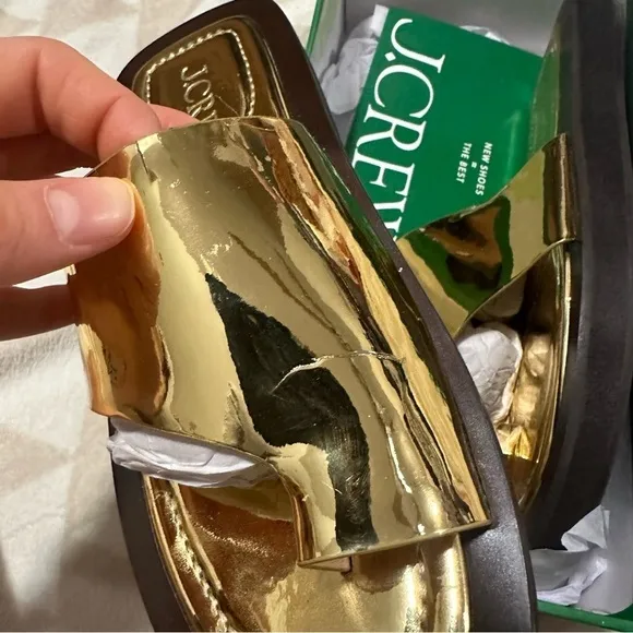 J crew Toe-ring slide sandals in metallic leather