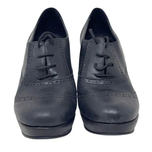 J. Crew Pierce high-heel oxfords, size women’s US 7.5, black leather