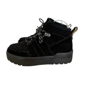 J Slides Womens Black Chunky Shearling Lace Up Boots Size 7.5 Leather Black Boot