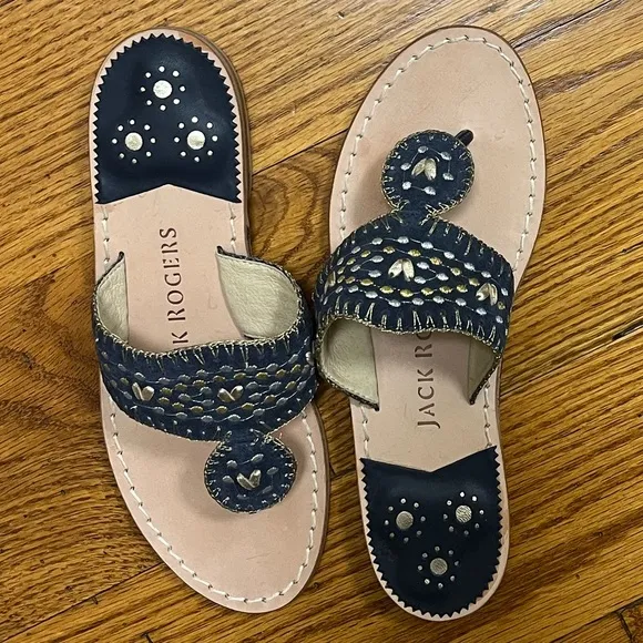 Jack Rogers Embroidery Slides, Blue
