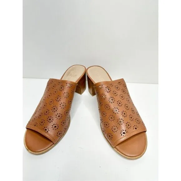Jack Rogers Sandals Womens Size 6 Brown Roonie Open Toe Perforated Leather Slide