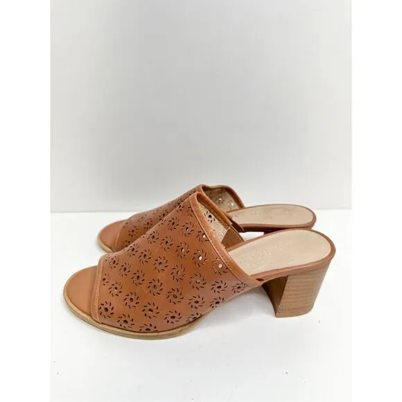 Jack Rogers Sandals Womens Size 6 Brown Roonie Open Toe Perforated Leather Slide