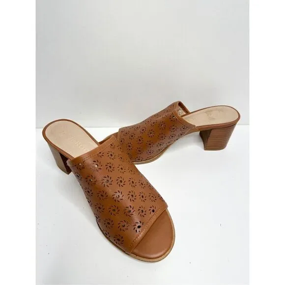 Jack Rogers Sandals Womens Size 6 Brown Roonie Open Toe Perforated Leather Slide