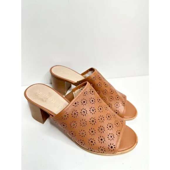 Jack Rogers Sandals Womens Size 6 Brown Roonie Open Toe Perforated Leather Slide