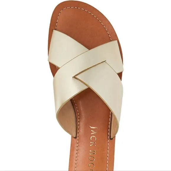 Jack Rogers Slotted Sloane X Band Gold Criss Cross Slides - 6
