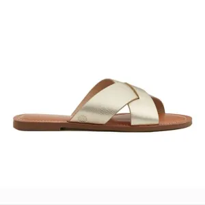 Jack Rogers Slotted Sloane X Band Gold Criss Cross Slides - 6