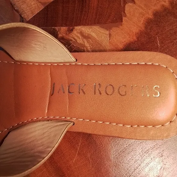 Jack Rogers Slotted Sloane X Band Gold Criss Cross Slides - 6