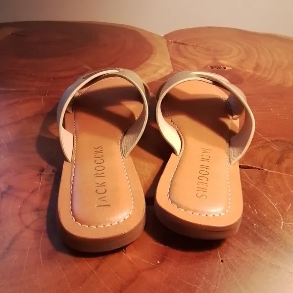 Jack Rogers Slotted Sloane X Band Gold Criss Cross Slides - 6