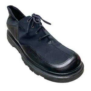 JANET &amp; JANET Womens Black Leather Textile Chunky‎ Oxfords