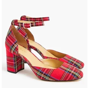 Jcrew Factory Tartan block heels with ankle strap