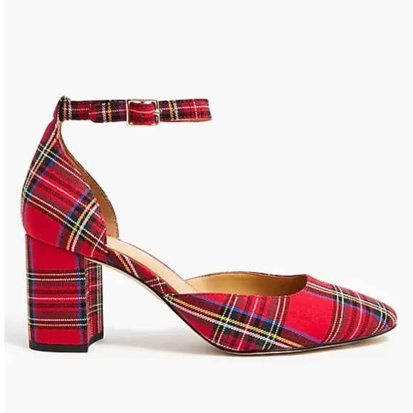 Jcrew Factory Tartan block heels with ankle strap