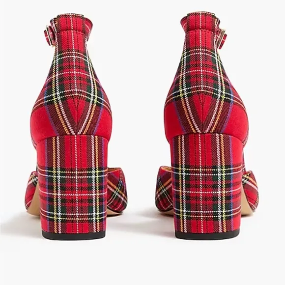 Jcrew Factory Tartan block heels with ankle strap
