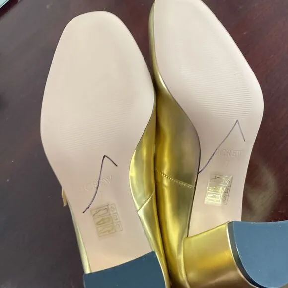 J.Crew Maisie multistrap heels in metallic leather