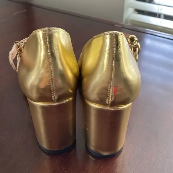 J.Crew Maisie multistrap heels in metallic leather