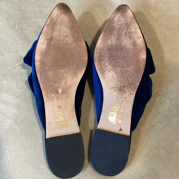 J.Crew Velvet Flat Mule Slides deep teal color; size 8; excellent condition
