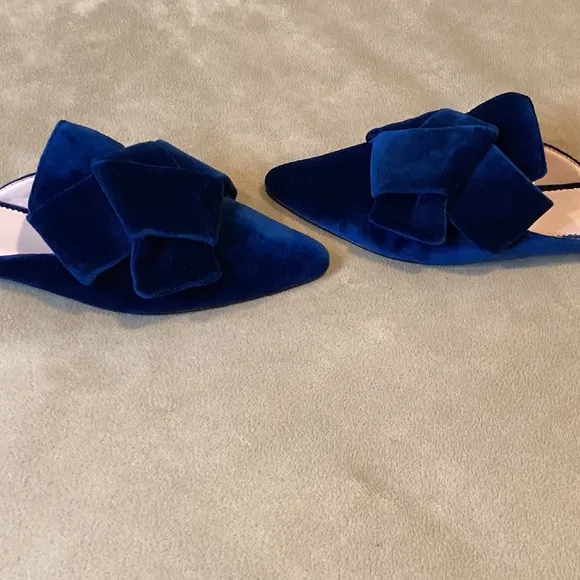 J.Crew Velvet Flat Mule Slides deep teal color; size 8; excellent condition