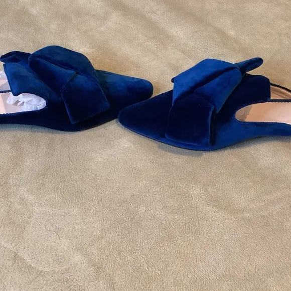 J.Crew Velvet Flat Mule Slides deep teal color; size 8; excellent condition