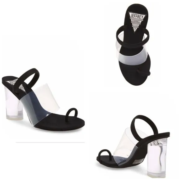 Jeffery Campbell black  and clear block heels