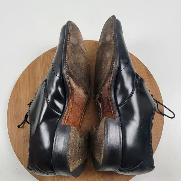 Jeffery West Black Leather Brogue Pointed Oxfords Dress shoe sz UK 8 US 9 Goth