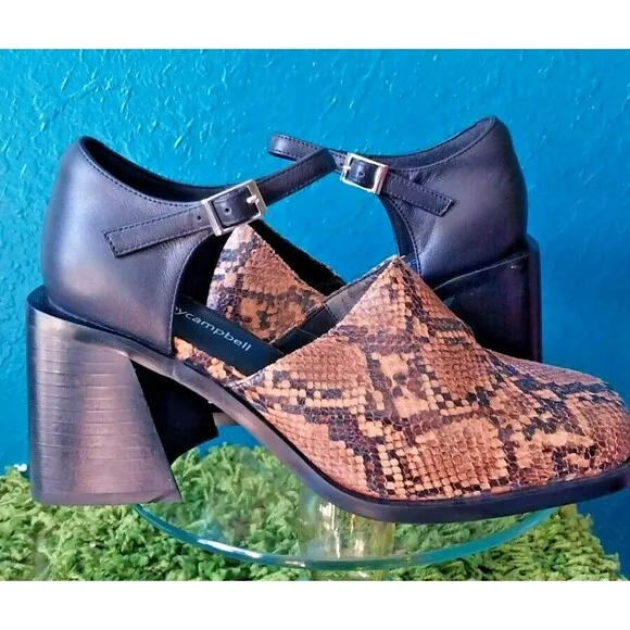 Jeffrey Campbell Audrey Mary Jane Heels Snake Size US 7