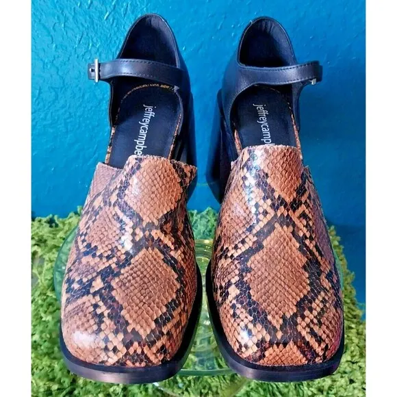 Jeffrey Campbell Audrey Mary Jane Heels Snake Size US 7