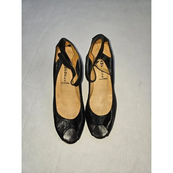 Jeffrey Campbell California Women Black Strap Open Toe Heels 9058 SP US7 EU38