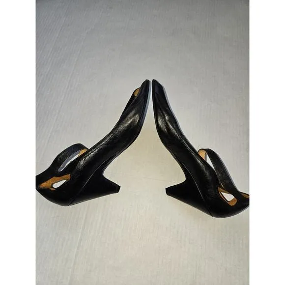 Jeffrey Campbell California Women Black Strap Open Toe Heels 9058 SP US7 EU38