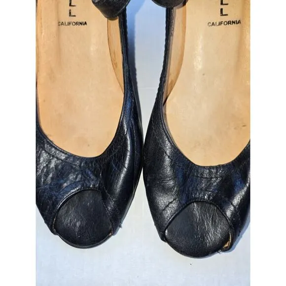 Jeffrey Campbell California Women Black Strap Open Toe Heels 9058 SP US7 EU38
