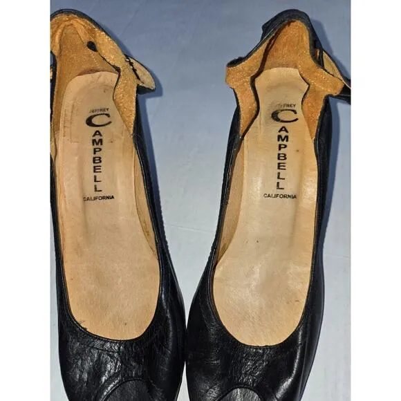 Jeffrey Campbell California Women Black Strap Open Toe Heels 9058 SP US7 EU38