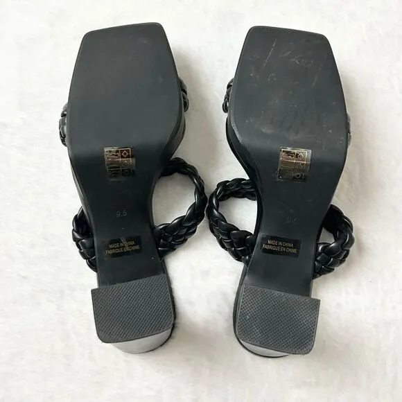Jeffrey Campbell Delicacy Braided Strap Block Heels Black Size 9.5